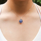 Gift Box - Aroma Necklace White Gold - Planet Celestial Sapphire (Blue) + Purify Oil Blend - Side View