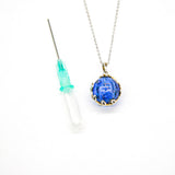 Gift Box - Aroma Necklace White Gold - Planet Celestial Sapphire (Blue) + Purify Oil Blend - 45-Degree Angle