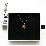 Gift Box - Aroma Necklace White Gold - Planet Plutonian Amethyst (Golden Purple) + Purify Oil Blend - Top-Down View