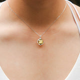 Gift Box - Aroma Necklace White Gold - Planet Stellar Midnight (Golden dark blue) + Purify Oil Blend - Side View