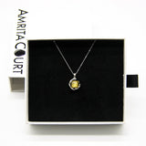 Gift Box - Aroma Necklace White Gold - Planet Stellar Midnight (Golden dark blue) + Purify Oil Blend - Top-Down View