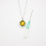 Gift Box - Aroma Necklace White Gold - Planet Stellar Midnight (Golden dark blue) + Purify Oil Blend - 45-Degree Angle
