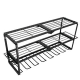 P&P Heavy Duty Power Tool Organizer with 7 Drill Holders Wall Mounted Garage Storage Rack for Tools & Utility - Front View