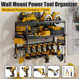 P&P Heavy Duty Power Tool Organizer with 7 Drill Holders Wall Mounted Garage Storage Rack for Tools & Utility - 45-Degree Angle