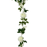 Artificial White Rose Garland 190cm - Front View