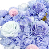 Artificial Flower Wall Backdrop Panel 40cm X 60cm Mixed Lilac Flowers - Top-Down View