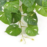 Decorative Ceramic Bowl Potted Artificial Monstera Plant 30cm - Front View