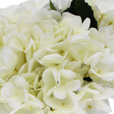 Premium Faux Hydrangea With Glass Vase (Artificial Flowering White Hydrangea) 23cm - Side View
