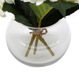 Premium Faux Hydrangea With Glass Vase (Artificial Flowering White Hydrangea) 23cm - Top-Down View