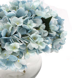 Premium Faux Hydrangea With Glass Vase (Artificial Flowering Blue Hydrangea) 23cm - Side View