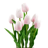 Flowering Pink Artificial Tulip Plant Arrangement With Ceramic Bowl 35cm - Top-Down View