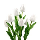 Flowering White Artificial Tulip Plant Arrangement With Ceramic Bowl 35cm - Front View