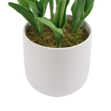 Flowering White Artificial Tulip Plant Arrangement With Ceramic Bowl 35cm - Side View