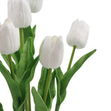 Flowering White Artificial Tulip Plant Arrangement With Ceramic Bowl 35cm - Top-Down View
