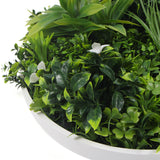 Flowering White Artificial Green Wall Disc UV Resistant 75cm (White Frame) - 45-Degree Angle