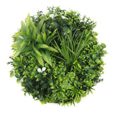 Flowering White Artificial Green Wall Disc UV Resistant 100cm (White Frame) - Rear View