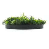 Flowering White Artificial Green Wall Disc UV Resistant 100cm (Black Frame) - Front View