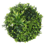 Flowering White Artificial Green Wall Disc UV Resistant 100cm (Black Frame) - 45-Degree Angle