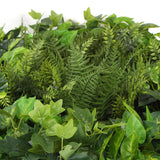Slimline Artificial Green Wall Disc Art 80cm Mixed Green Fern & Ivy (Modern Black) - Top-Down View