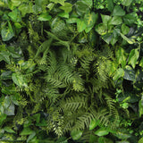 Slimline Artificial Green Wall Disc Art 80cm Mixed Green Fern & Ivy (Modern Black) - 45-Degree Angle