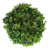 Slimline Artificial Green Wall Disc Art 80cm Mixed Green Fern & Ivy (Modern Black) - Front View
