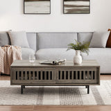 Nathan Mid-century Modern Dark Coffee Table with Storage - Front View