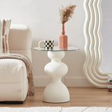 Kingston White Glass Side Table - Front View