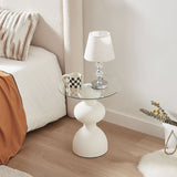 Kingston White Glass Side Table - Side View