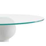 Kingston White Glass Side Table - Close-Up Angle