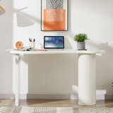 Cobble White Office Desk - Front View