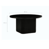 Tate Black Round Column Coffee Table - Rear View