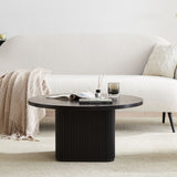 Tate Black Round Column Coffee Table - Front View