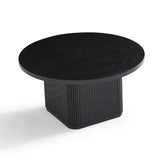 Tate Black Round Column Coffee Table - 45-Degree Angle