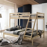 Solid Timber Triple Bunk Bed Single over Double Natural - Front View