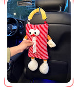 Red Striped Tissue Holder for Car - Fun Design - Side View