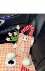 Pink Striped Tissue Holder for Car - Fun Design - Front View