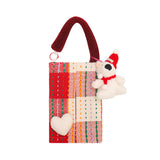 Cute Red Bear Car Tissue Holder - Woven Design - Front View
