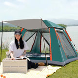Silver glue Waterproof Camping tent with Awning - Size: 210x210x140cm, charming and sturdy for outdoor excursions - Top-Down View