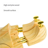 Adjustable Pine Wood Shoe Tree with Brass Knobs Size EUR 45-46 - Front View