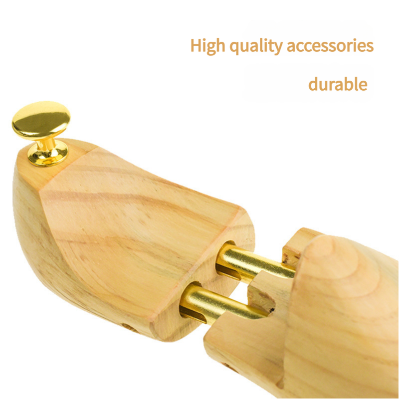 Adjustable Pine Wood Shoe Tree with Brass Knobs Size EUR 45-46