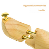 Adjustable Pine Wood Shoe Tree with Brass Knobs Size EUR 45-46 - Side View