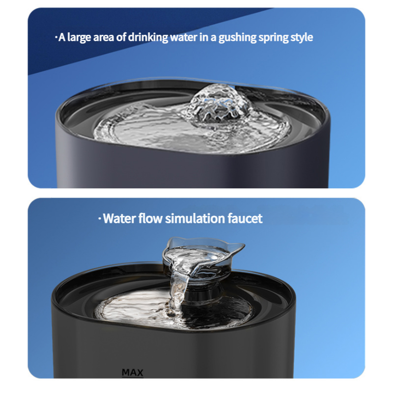 2.2L Beginner Package Pet Water Fountain with Faucet Flow and USB Interface  Black Design