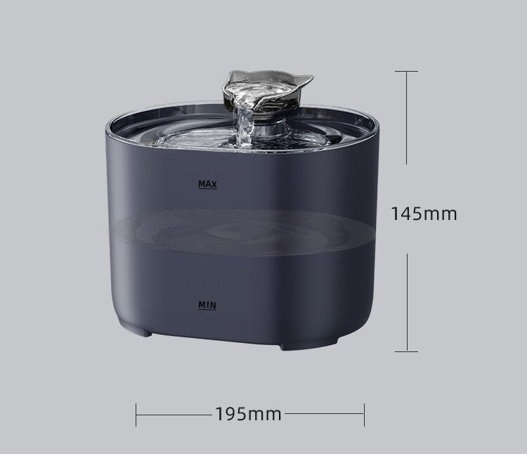 2.2L Standard Package Pet Water Fountain with Faucet Flow and USB Plug  Black Design