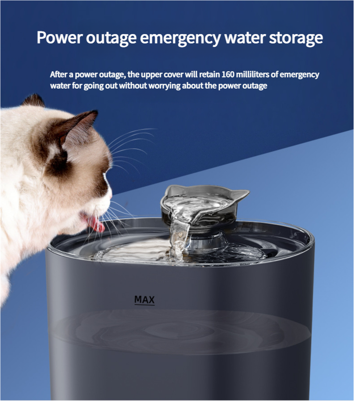 2.2L Intelligent Sensing Pet Water Fountain with Smart Sensor and Filter  Black Design