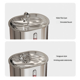 Standard Package Stainless Steel Pet Water Fountain with Faucet Flow and USB Plug - Front View