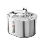 Intelligent Sensing Stainless Steel Pet Water Fountain with Smart Sensor and USB Plug - Front View