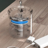 Standard Version Pet Water Fountain with USB Interface and Certified Plug – Transparent Design - Side View