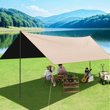Outdoor camping square sky curtain, black glue sky curtain, sun and rain protection 500*300cm - Top-Down View