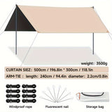 Outdoor camping square sky curtain, black glue sky curtain, sun and rain protection 500*300cm - 45-Degree Angle