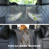 Dog Car Seat Cover with Mesh Window, Waterproof Pet Seat Cover for Back Seat, Non-Slip Durable Scratchproof Dog Hammock for Cars, Trucks and SUVs - Front View